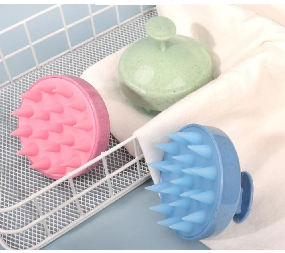 Silicone Shampoo Brush Head Scalp Massage Comb Clean the Scalp Thoroughly Body Massage Brush Bath Brush Salon Hairdressing Tool