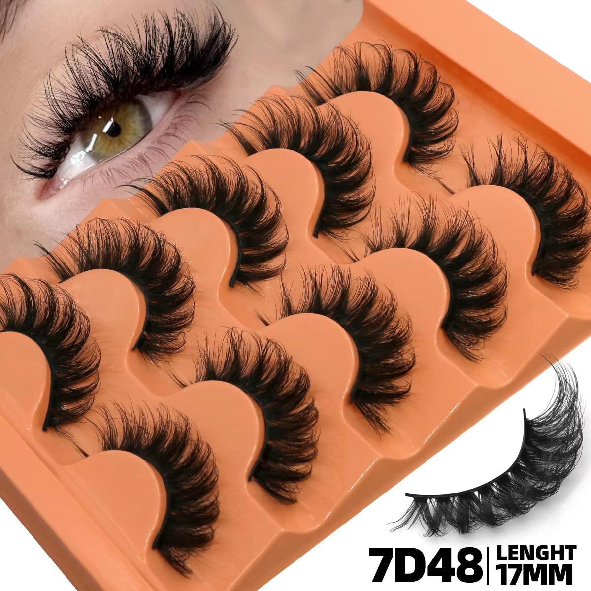 5 Pairs Fluffy Eyelashes 8D Volume False Lashes Russian Strip Lashes Extensions Thick Soft Curly Fake Lashes Makeup